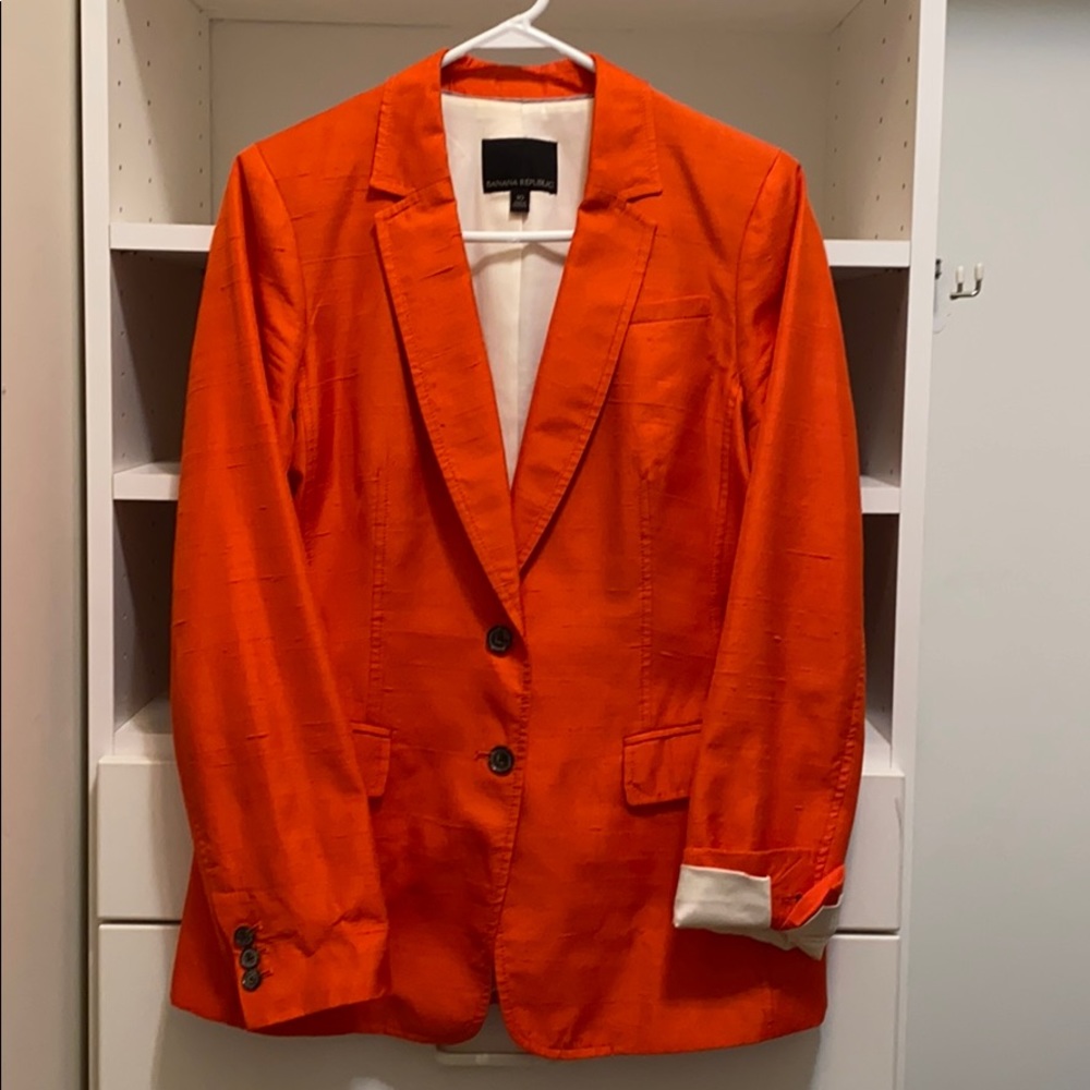 Banana Republic Bright Orange Single-Breasted Blazer
